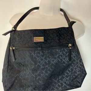 Tommy Hilfiger Black Shoulder Bag with Logos